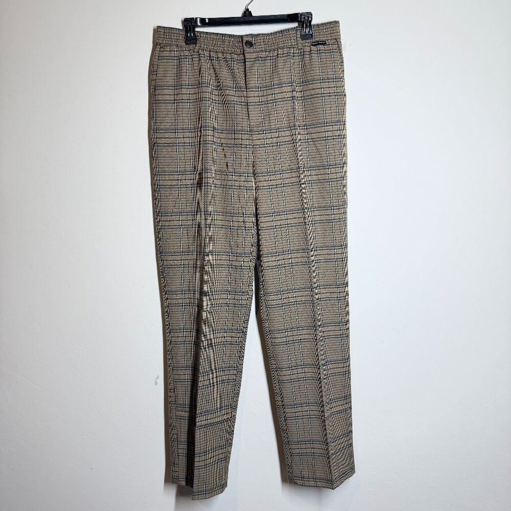 NWT Daily Paper Brown Checkered Trousers Women Straight Leg Pants Streetwear L